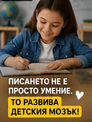 Дете упражнява красив почерк с четка
